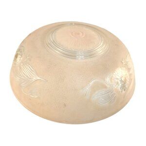 Vintage Peach Frosted Glass Lamp Shade With Floral Embossed Design 3 Chain Penda